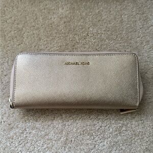 Michael Kors Gold Zip Around Wallet